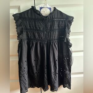 New w/tags. Adiva black eyelet cotton sleeveless blouse size medium